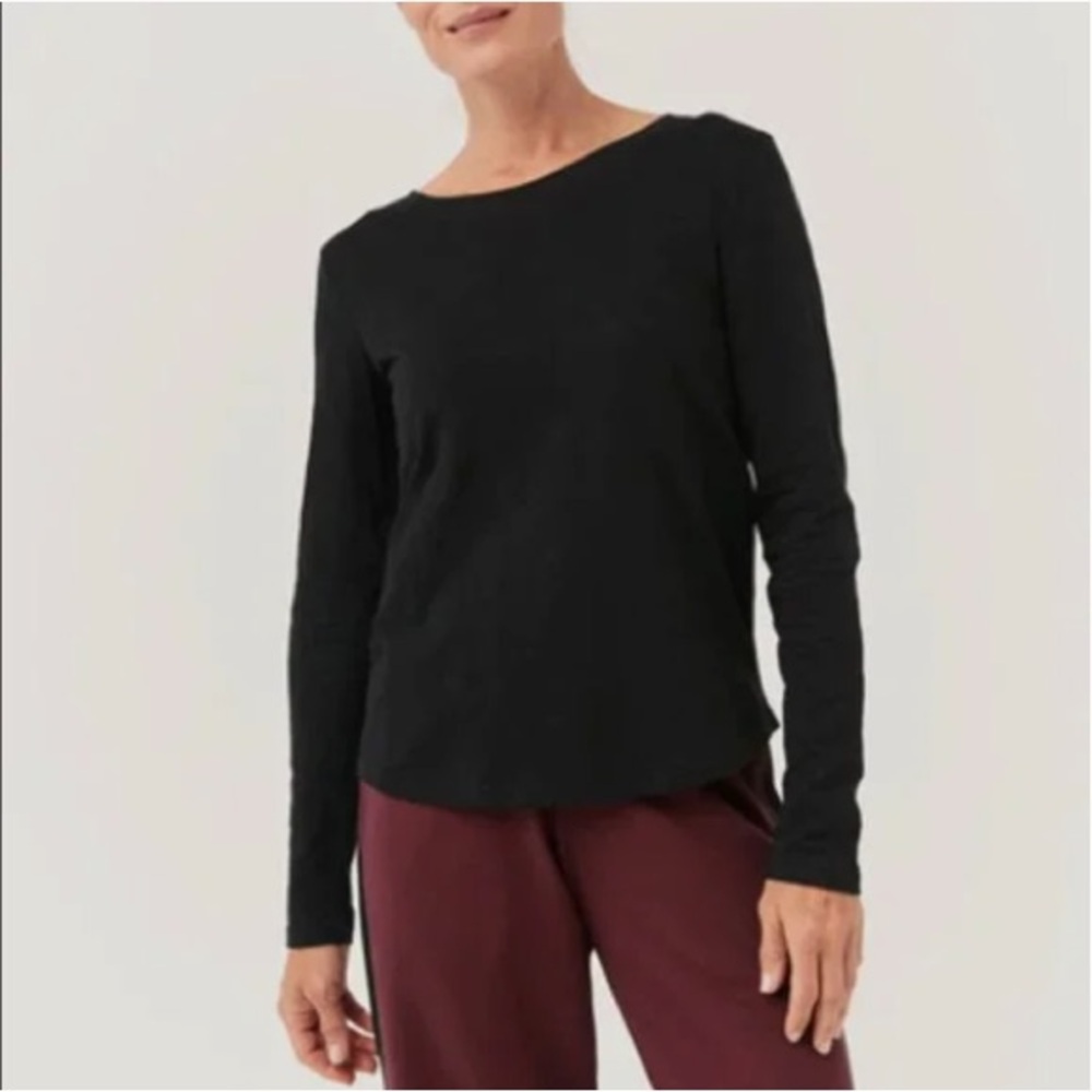 NWT Pact Easy Slub Twist Back Long Sleeve in Black, size small